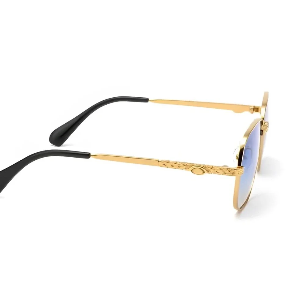 Retro‎ Steampunk Round Oversized Sunglasses Eyewear Women Vintage Aviator Blue